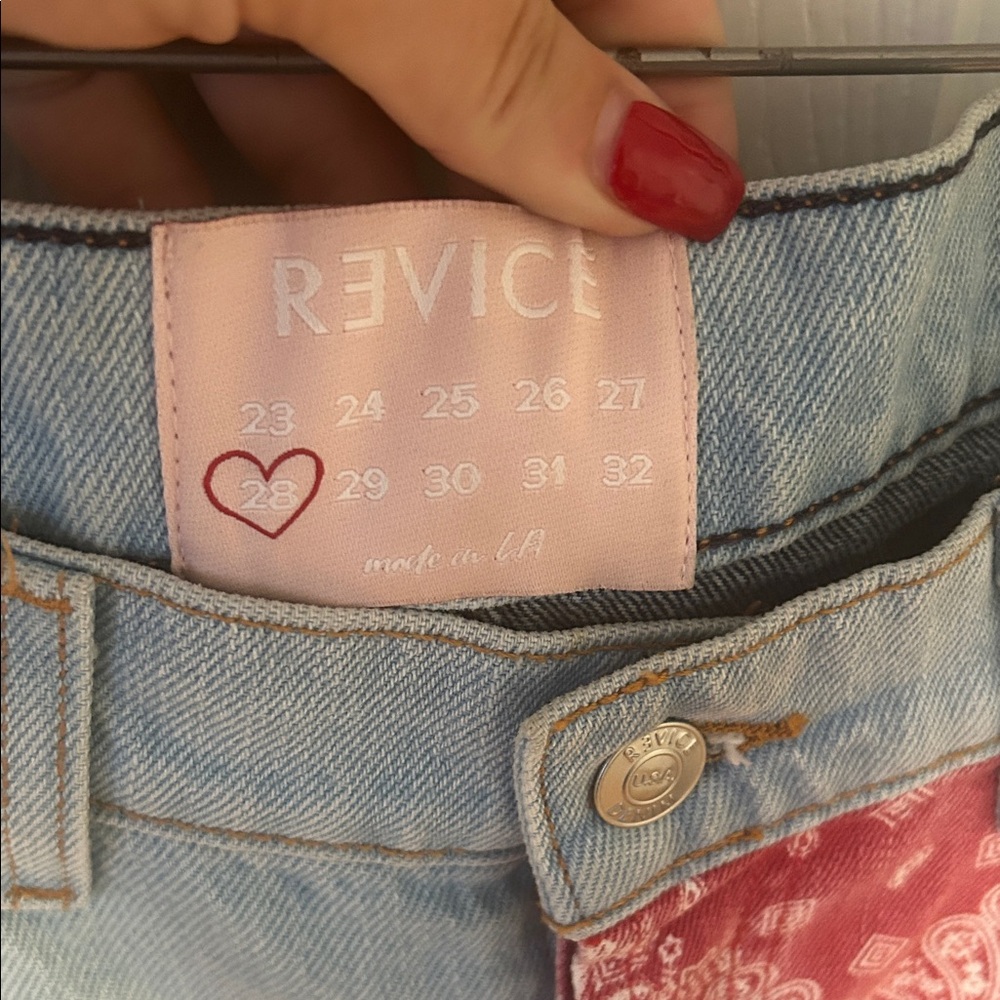 Revice Patchwork Straight Leg Jeans With Red And … - image 2